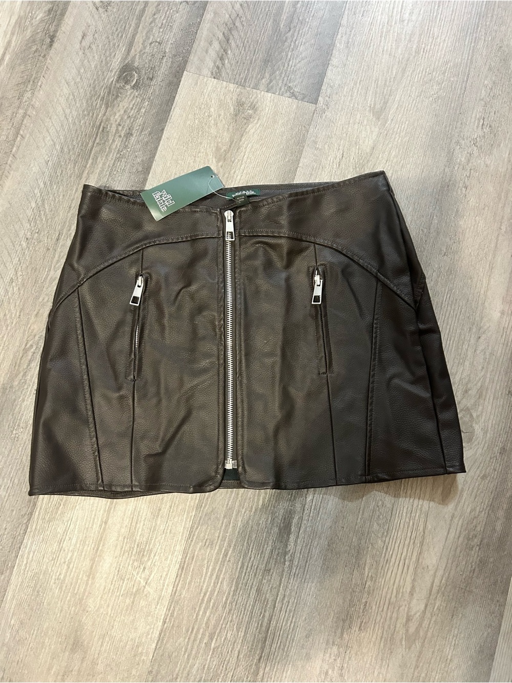 wild fable Black Faux Leather Zip-Front Mini Skirt